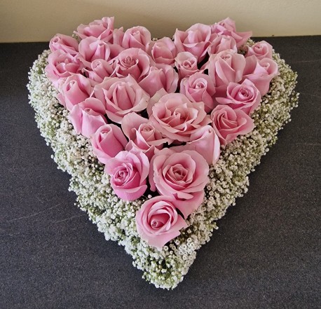 Pink Rose Funeral Heart