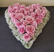 Pink Rose Funeral Heart